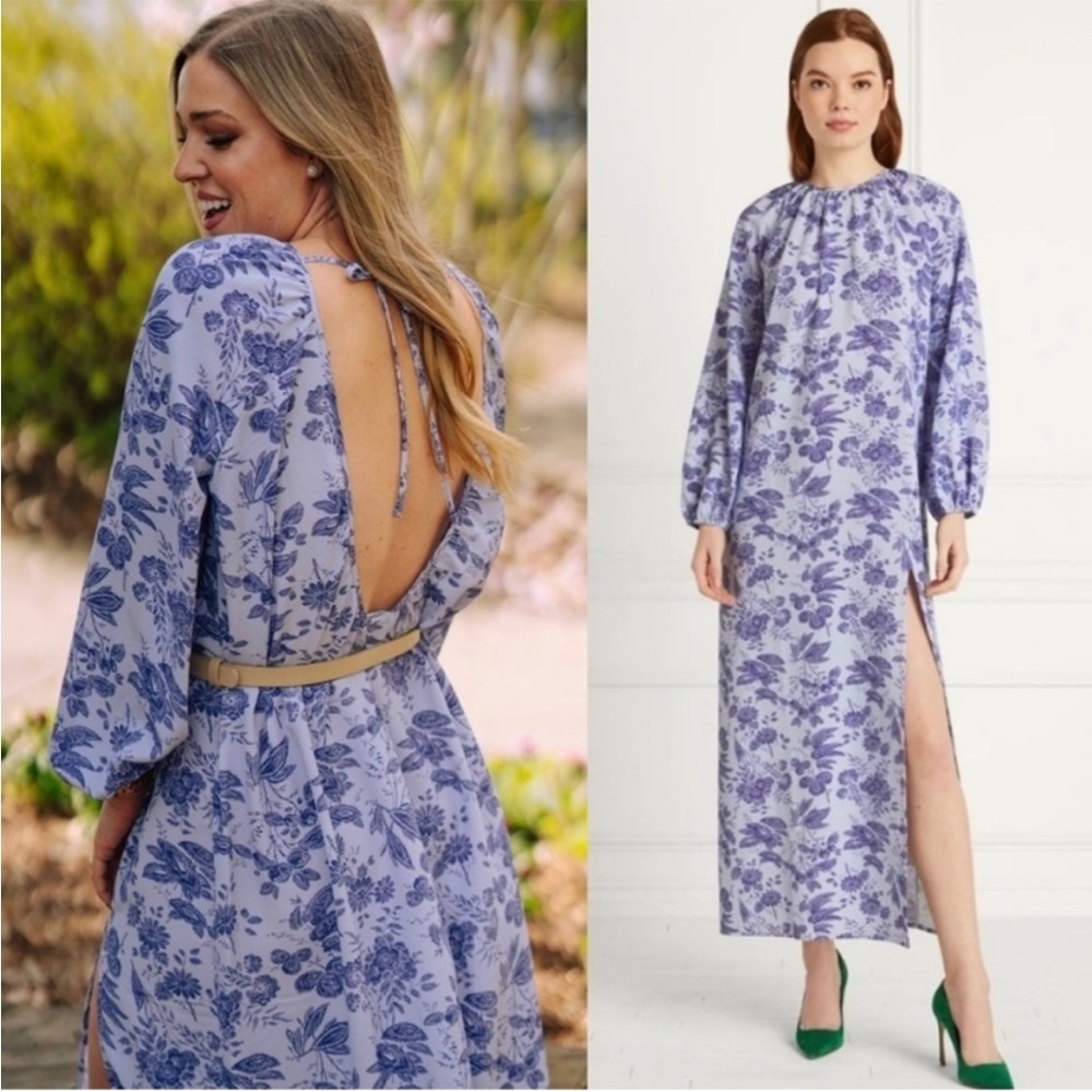 NEW Hill House The Simone Maxi Dress Purple Lilac Tonal Floral Midi Dress Size S
